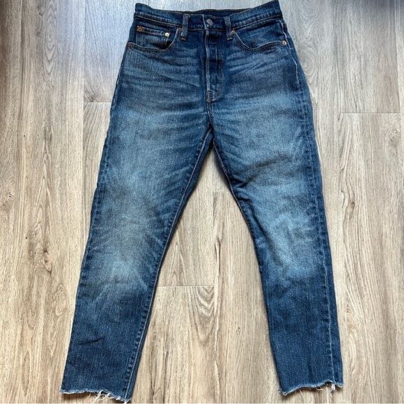 Levi's Dark Wash 501 Jeans Raw Hem Size 27 - Picture 1 of 8